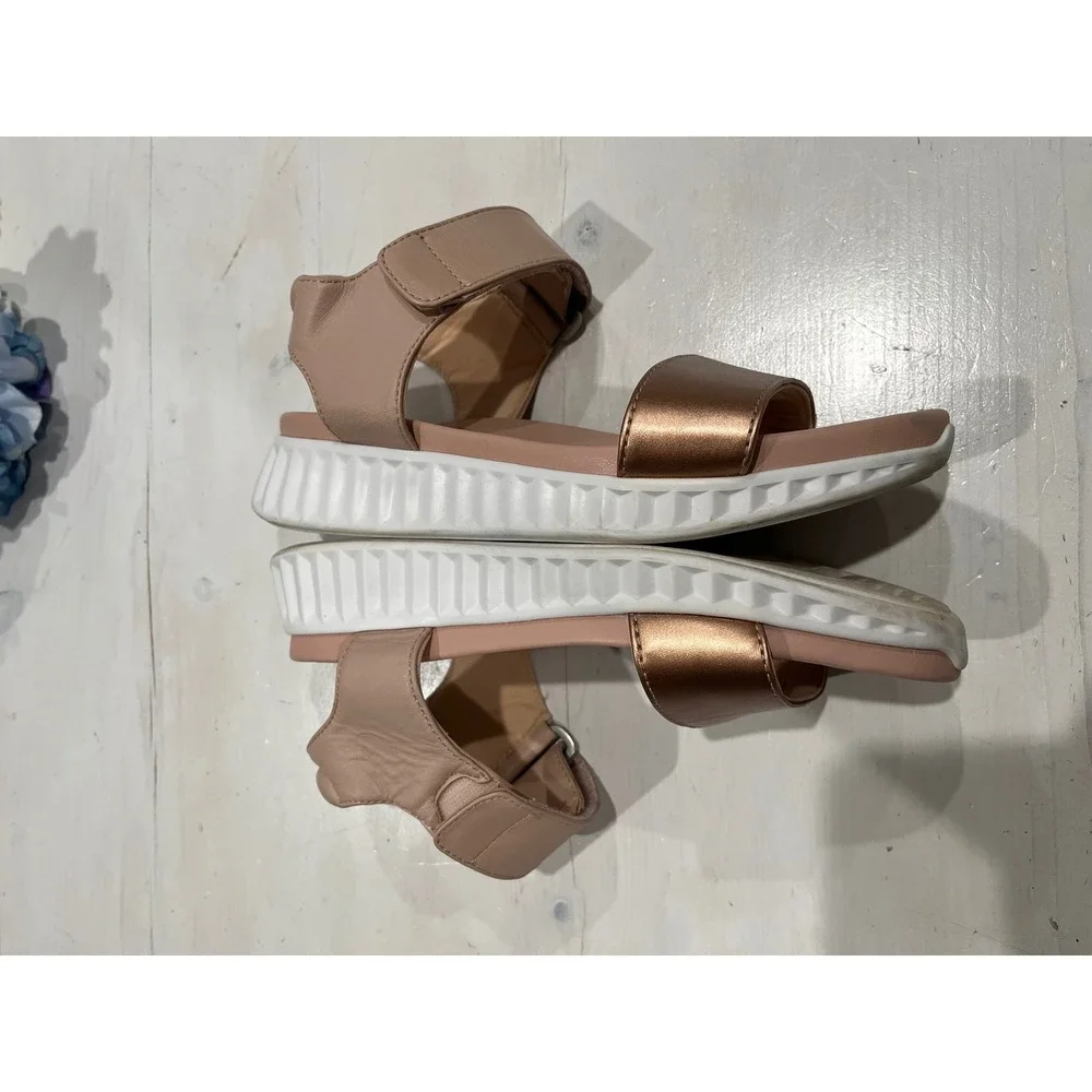 Fiesta Platform Sandals Rose Gold Straps‎ White Sole Women's Size 8M